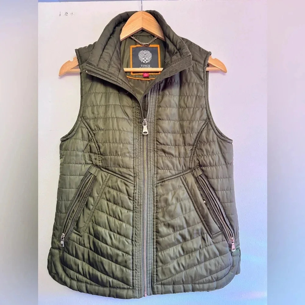 Vince Camuto Olive Green Puffer Vest Like New Size S